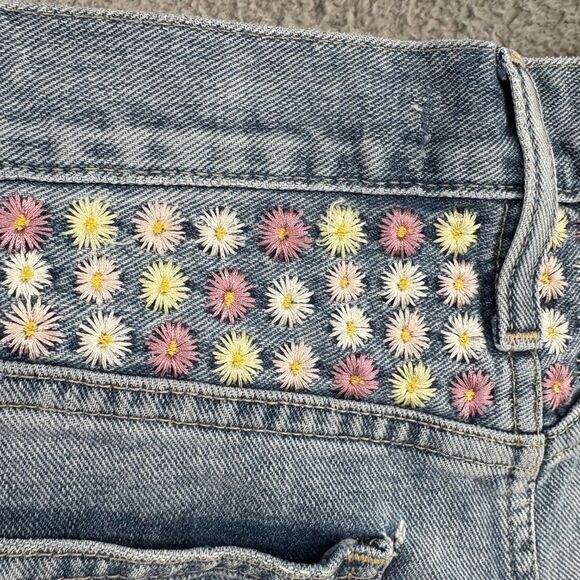 Madewell Perfect Vintage Jean Shorts Embroidered Daisy Size 27 Boho Chic 70s - Picture 11 of 16